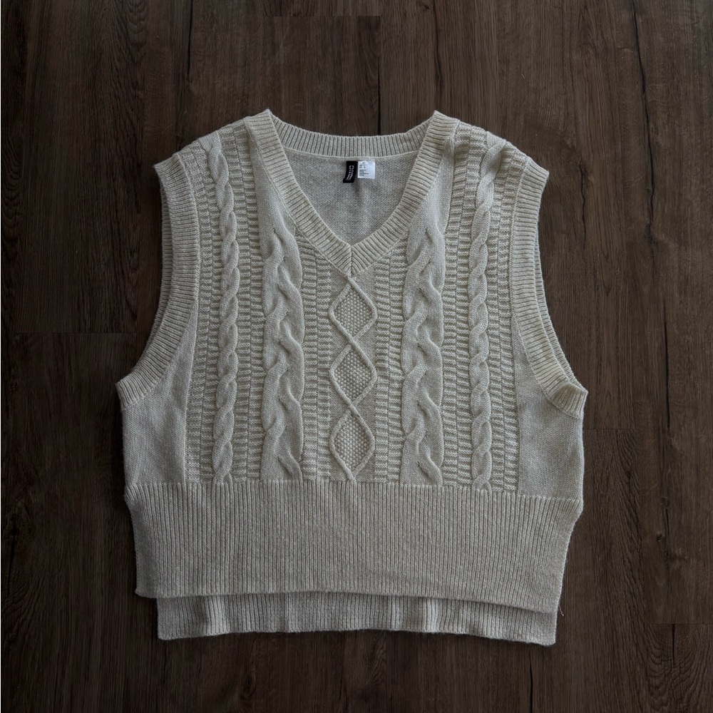 H&M Cream Knit Sweater Vest
